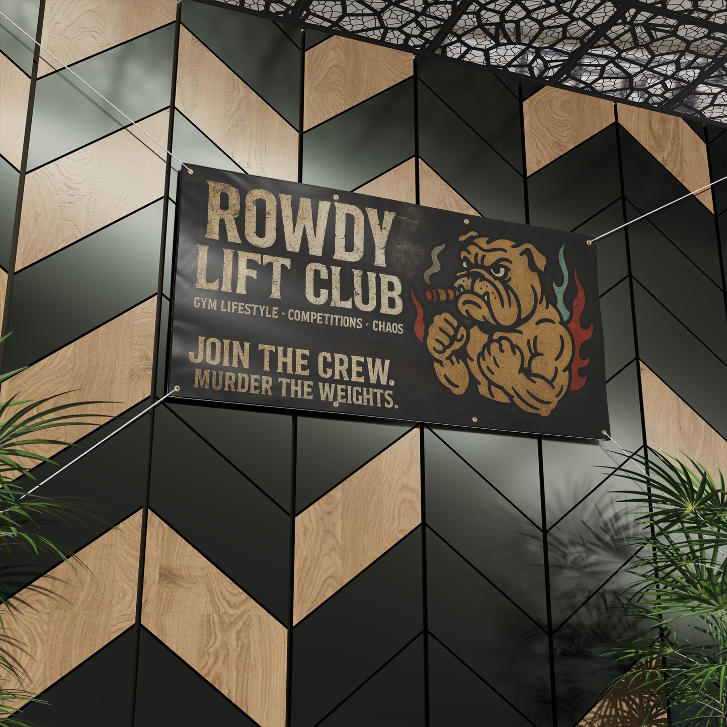 Rowdy Lift Club Banner, Gym Decor, Fitness Motivational Sign, Weightlifting Wall Art, Strength Training Banner, Gym Lifestyle Decoration